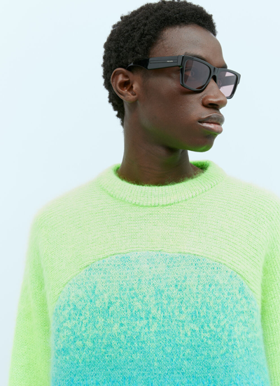 Shop Erl Men Gradient Rainbow Knit Sweater In Green