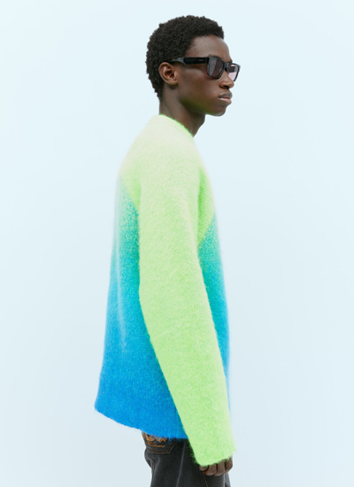 Shop Erl Men Gradient Rainbow Knit Sweater In Green