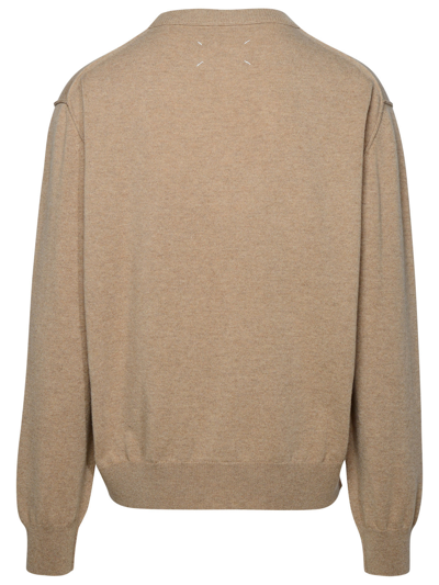 Shop Maison Margiela Man  Beige Cashmere Blend Sweater In Cream