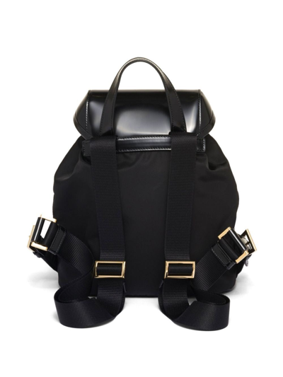 Shop Prada Women Medium Re-nylon And Brushed Leather Backpack In Black