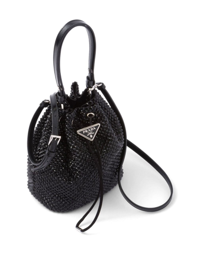 Shop Prada Women Satin Mini-bag With Crystals In Black