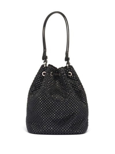 Shop Prada Women Satin Mini-bag With Crystals In Black