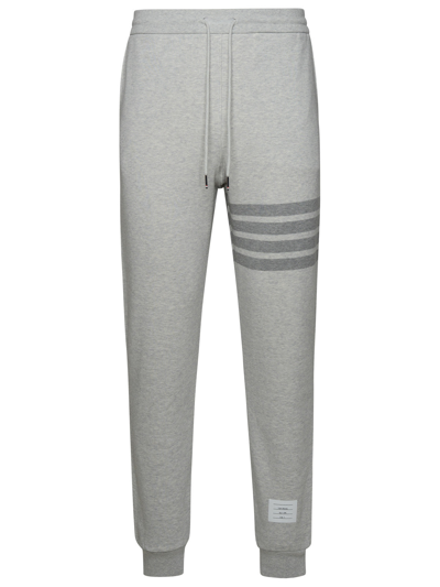 Shop Thom Browne Man Grey Cotton Joggers In Gray