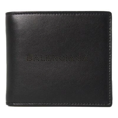 Pre-owned Balenciaga Cash Black Calfskin Leather Perforated Bifold Wallet 436118