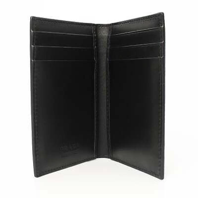 Pre-owned Prada Black Saffiano Leather Vertical Logo Card Holder 2mc101