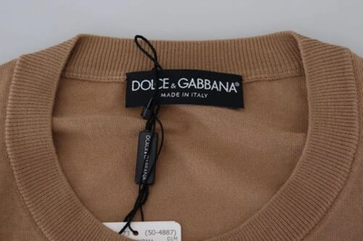 Pre-owned Dolce & Gabbana Dolce&gabbana Men Beige Sweater 100% Cashmere Crew Neck Long Sleeves Pullover