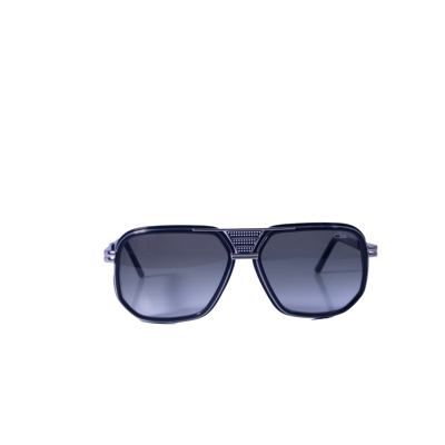 Pre-owned Cazal Rectangular Sunglasses 666-002 Black Silver Frame Gray Lenses