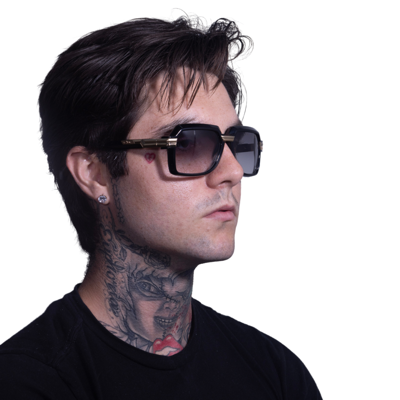 Pre-owned Cazal Rectangular Sunglasses 8043-001 Black Gold Frame Grey Lenses In Gray