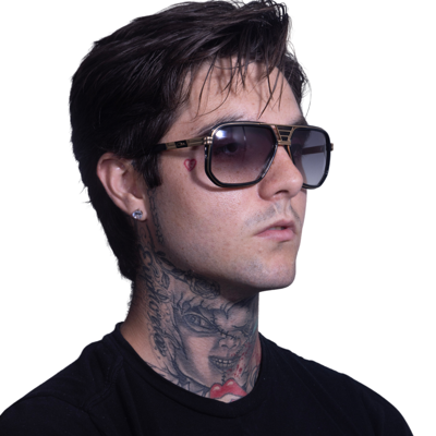 Pre-owned Cazal Rectangular Sunglasses 666-001 Black-gold Frame Grey Lenses In Gray