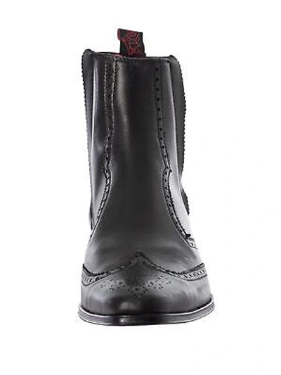Pre-owned Jeffery West Men's Leather Brogue Chelsea Boots, Black