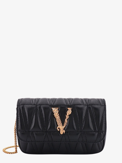 Shop Versace Woman Virtus Woman Black Shoulder Bags