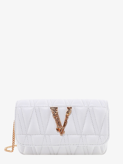 Shop Versace Woman Virtus Woman White Shoulder Bags