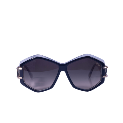 Pre-owned Cazal Rectangular Sunglasses 8507-001 Black-gold Frame Grey Lenses In Gray