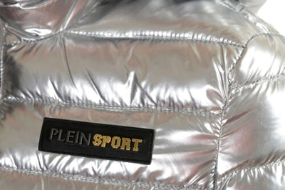 Pre-owned Plein Sport Women's Silver Hooded Logo Print Zip Up Parka Jacket S M L