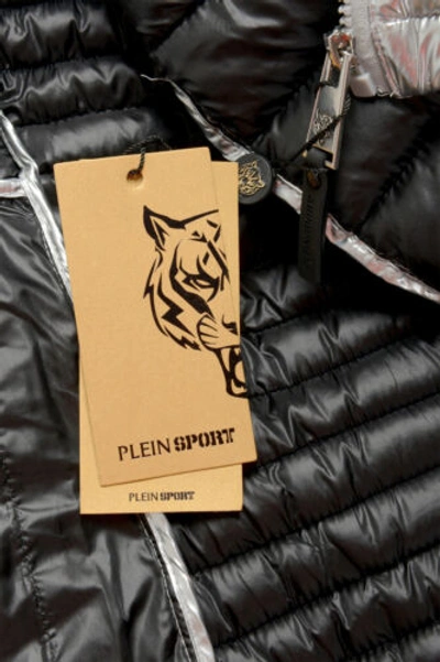 Pre-owned Plein Sport Women's Silver Hooded Logo Print Zip Up Parka Jacket S M L