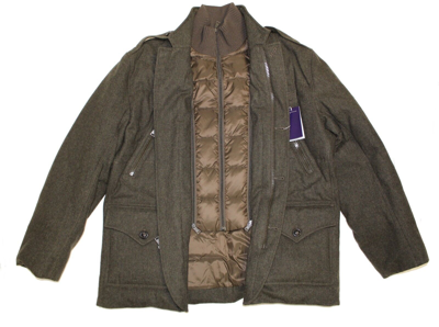 Pre-owned Ralph Lauren Purple Label $2,995  Italy Olive Wool Down Puffer Coat Jacket 2xl In Green