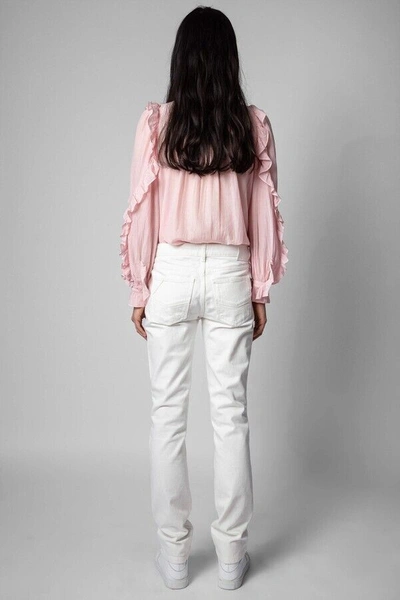 Pre-owned Zadig & Voltaire $378  Timmy Tomboy Ruffled Tunic Blouse Shirt Pink Size M