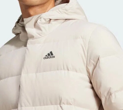 Pre-owned Adidas Originals Adidas Men Helionic Hoody Down Coat Padded Beige Running Jacket Top Coat Hy3934 In Wonder-beige
