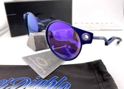 Pre-owned Oakley Deadbolt Fabio Quartararo Matte Navy Prizm Violet Sunglasses Oo6046-10 In Purple