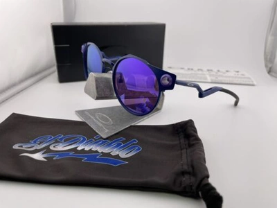 Pre-owned Oakley Deadbolt Fabio Quartararo Matte Navy Prizm Violet Sunglasses Oo6046-10 In Purple