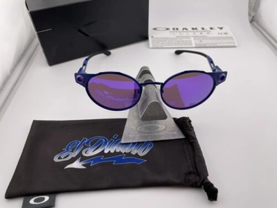 Pre-owned Oakley Deadbolt Fabio Quartararo Matte Navy Prizm Violet Sunglasses Oo6046-10 In Purple