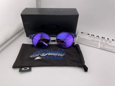 Pre-owned Oakley Deadbolt Fabio Quartararo Matte Navy Prizm Violet Sunglasses Oo6046-10 In Purple