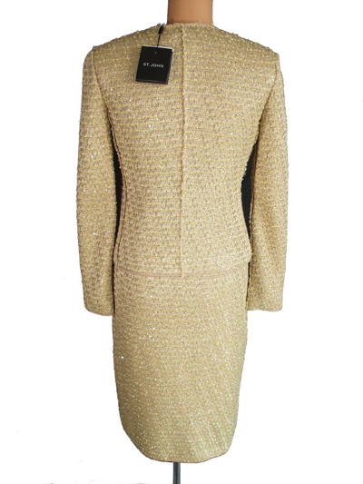 Pre-owned St John St. John Knits Gold Multi Sequin Tweed Jacket Blazer Dress Suit Sz 6 $3190