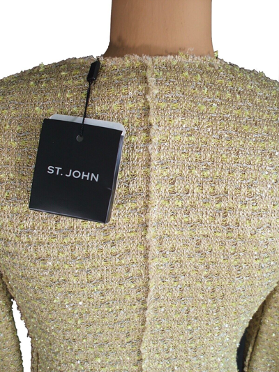 Pre-owned St John St. John Knits Gold Multi Sequin Tweed Jacket Blazer Dress Suit Sz 6 $3190