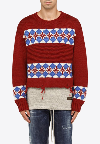 Shop Dsquared2 Canadian Jacquard Layered Sweater In Multicolor