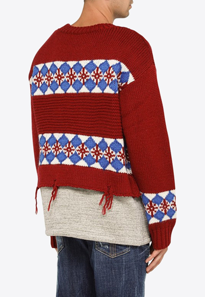 Shop Dsquared2 Canadian Jacquard Layered Sweater In Multicolor