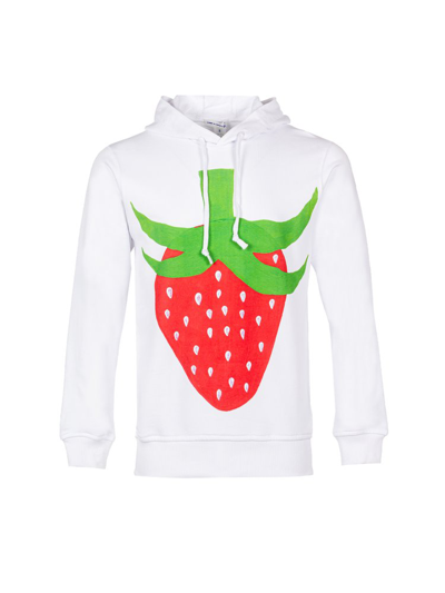 Shop Comme Des Garçons Shirt Strawberry Printed Drawstring Hoodie In White