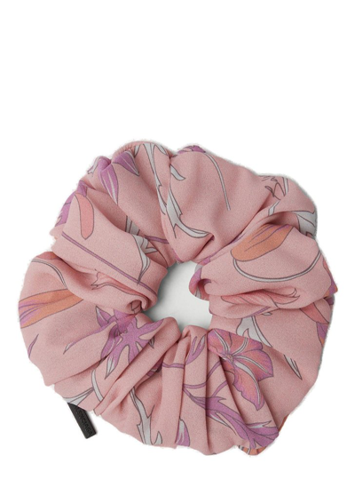 Shop Balenciaga Floral Printed Scrunchie In Multi