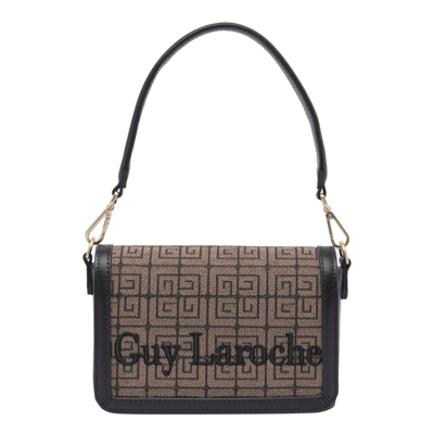 Shop Guy Laroche Logo Embroidered Foldover In Brown