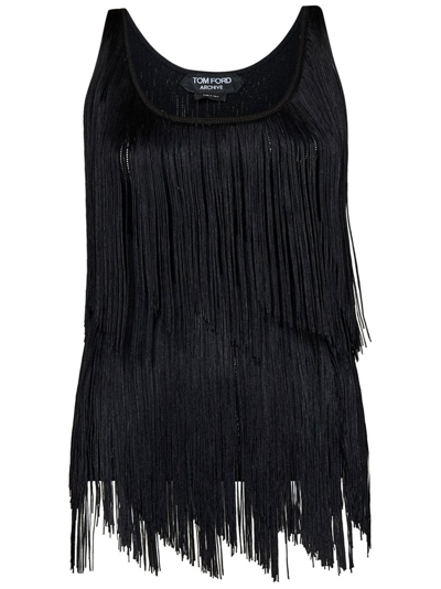 Shop Tom Ford Fringed Tank Top In Black