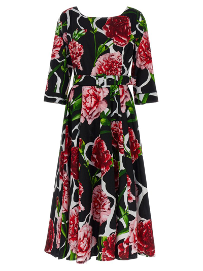 Shop Samantha Sung Floral Print Belted Dress In Multi