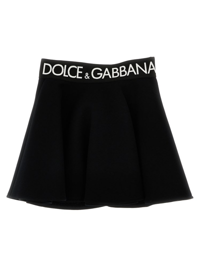Shop Dolce & Gabbana Kids Logo Waistband Mini Skirt In Black