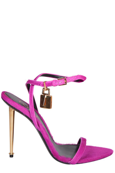 Shop Tom Ford Padlock Stiletto Heel Sandals In Pink