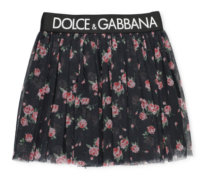 Shop Dolce & Gabbana Kids Floral Printed Tulle Mini Skirt In Multi