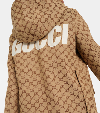 Shop Gucci Gg Cotton-blend Canvas Peacoat In Multicoloured