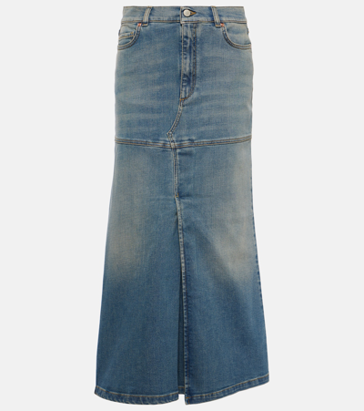 Shop Dorothee Schumacher Denim Love Denim Midi Skirt In Blue