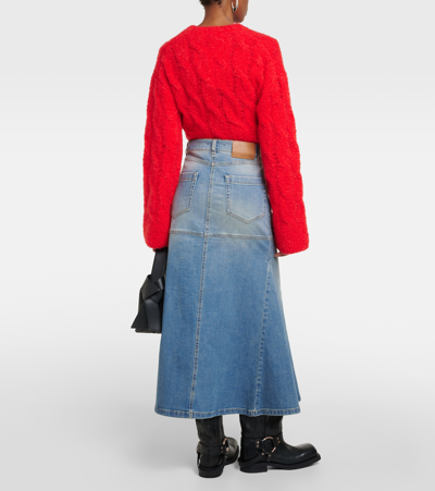 Shop Dorothee Schumacher Denim Love Denim Midi Skirt In Blue