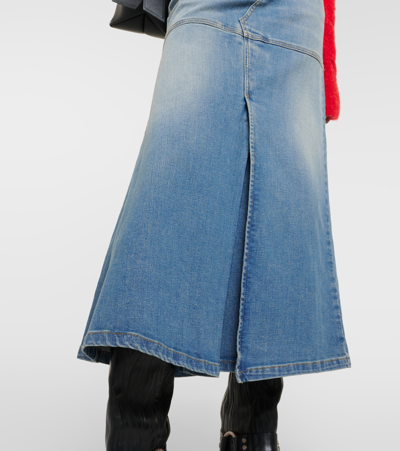 Shop Dorothee Schumacher Denim Love Denim Midi Skirt In Blue
