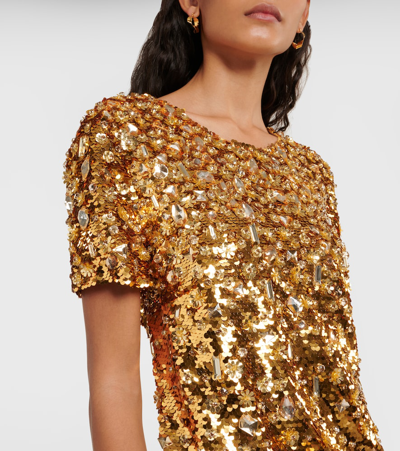 Carolina Herrera Sequin Mini Shift Dress In Gold