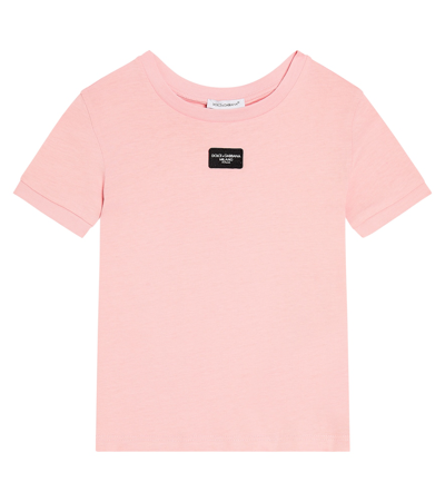 Shop Dolce & Gabbana Logo Cotton Jersey T-shirt In Pink