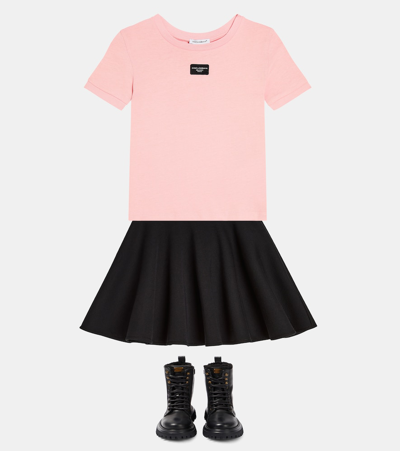 Shop Dolce & Gabbana Logo Cotton Jersey T-shirt In Pink