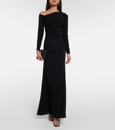 Shop Roland Mouret Asymmetric Cady Gown In Black
