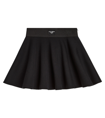Dolce & Gabbana Flared Pleated Cotton Skirt In Black