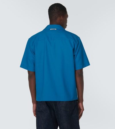 Shop Marni Virgin Wool Bowling Shirt In Blue