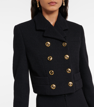 Shop Gucci Double-breasted Cropped Jacket In Black