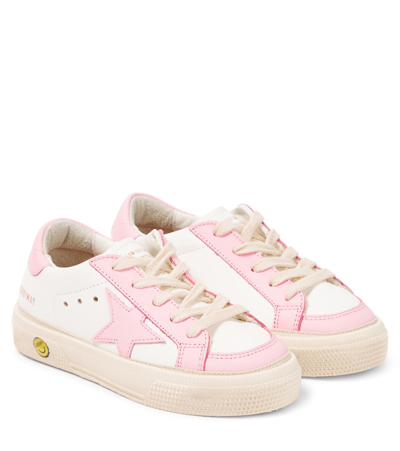 Shop Golden Goose May Leather Sneakers In White